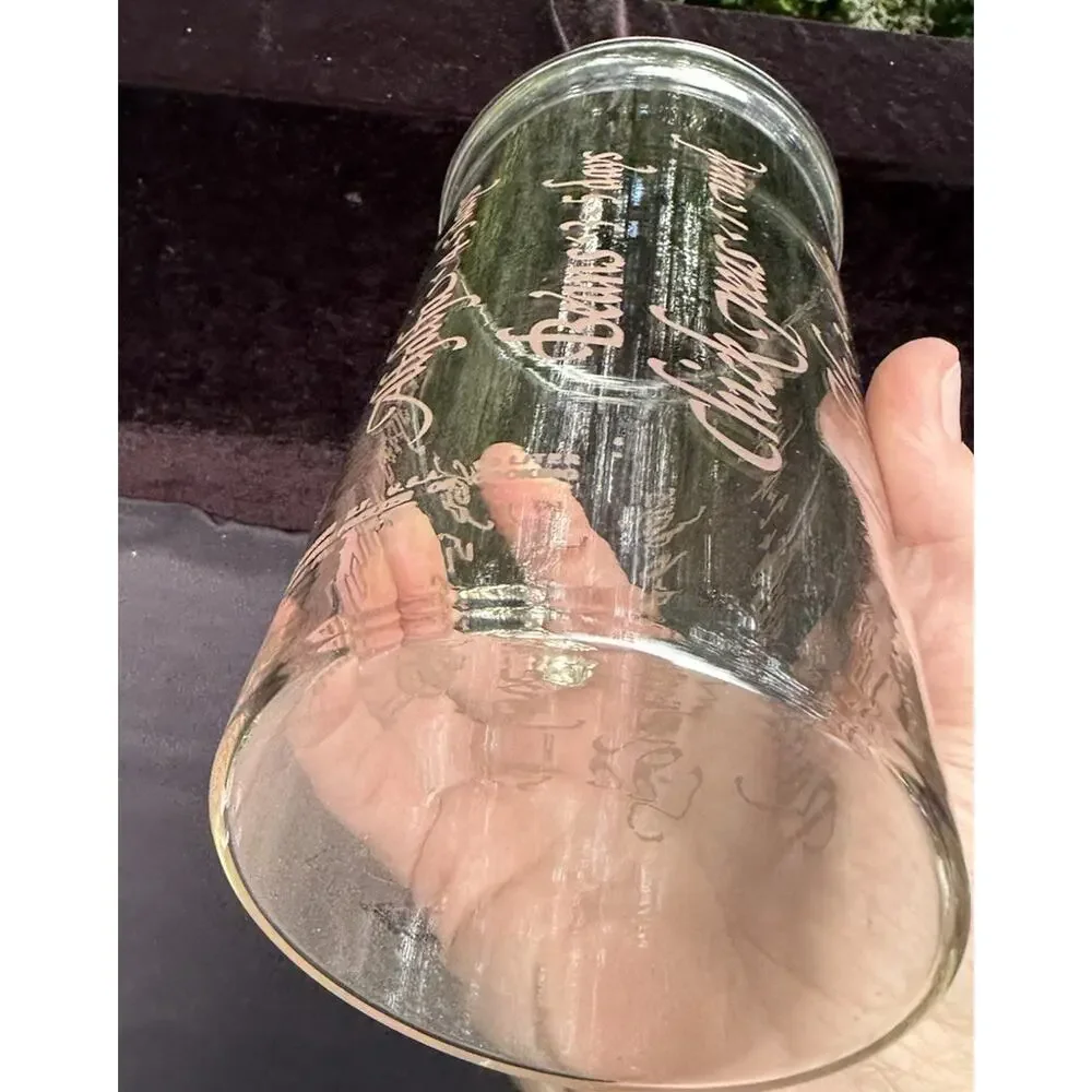 VTG Corning Seed Sprouts Cylinder 520 Glass Clear w/Brown text 1 Liter & Lid